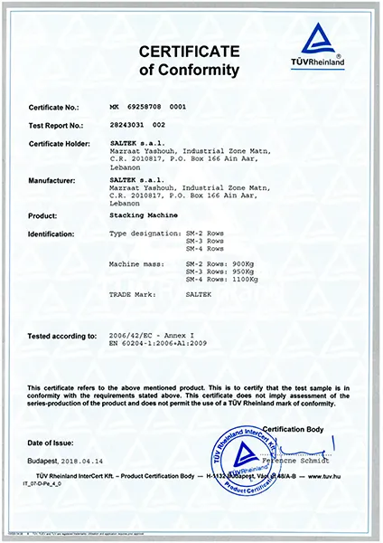 CE Cert Stacking Machine