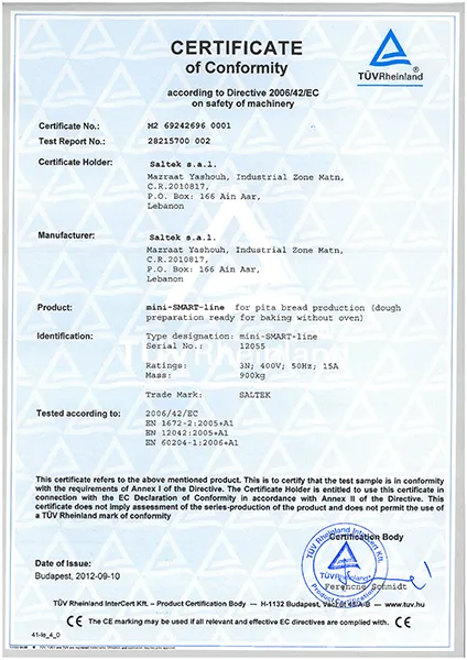 CE Certificate miniSMART Line